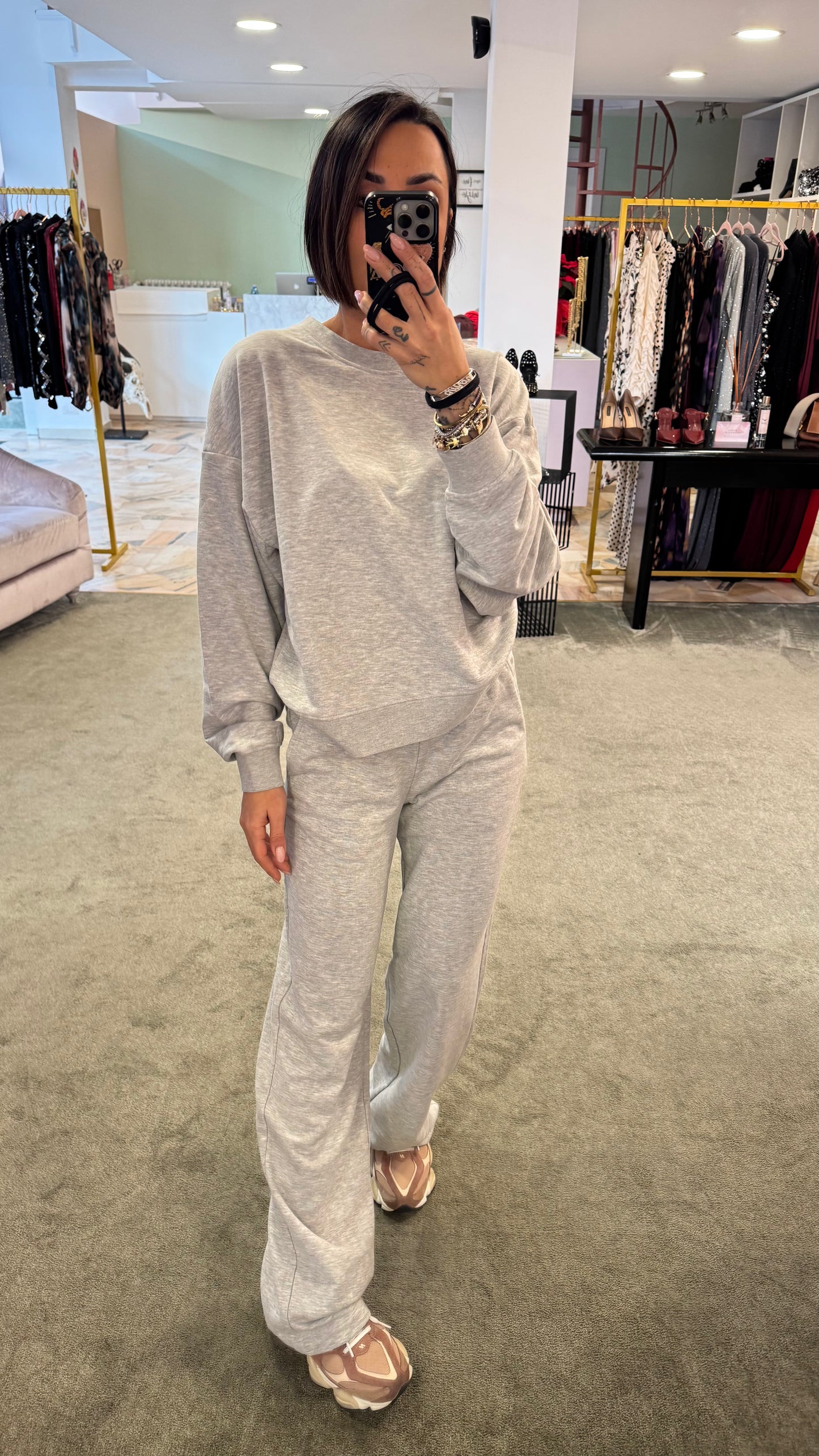 Joggers grigio chiaro wide leg jx