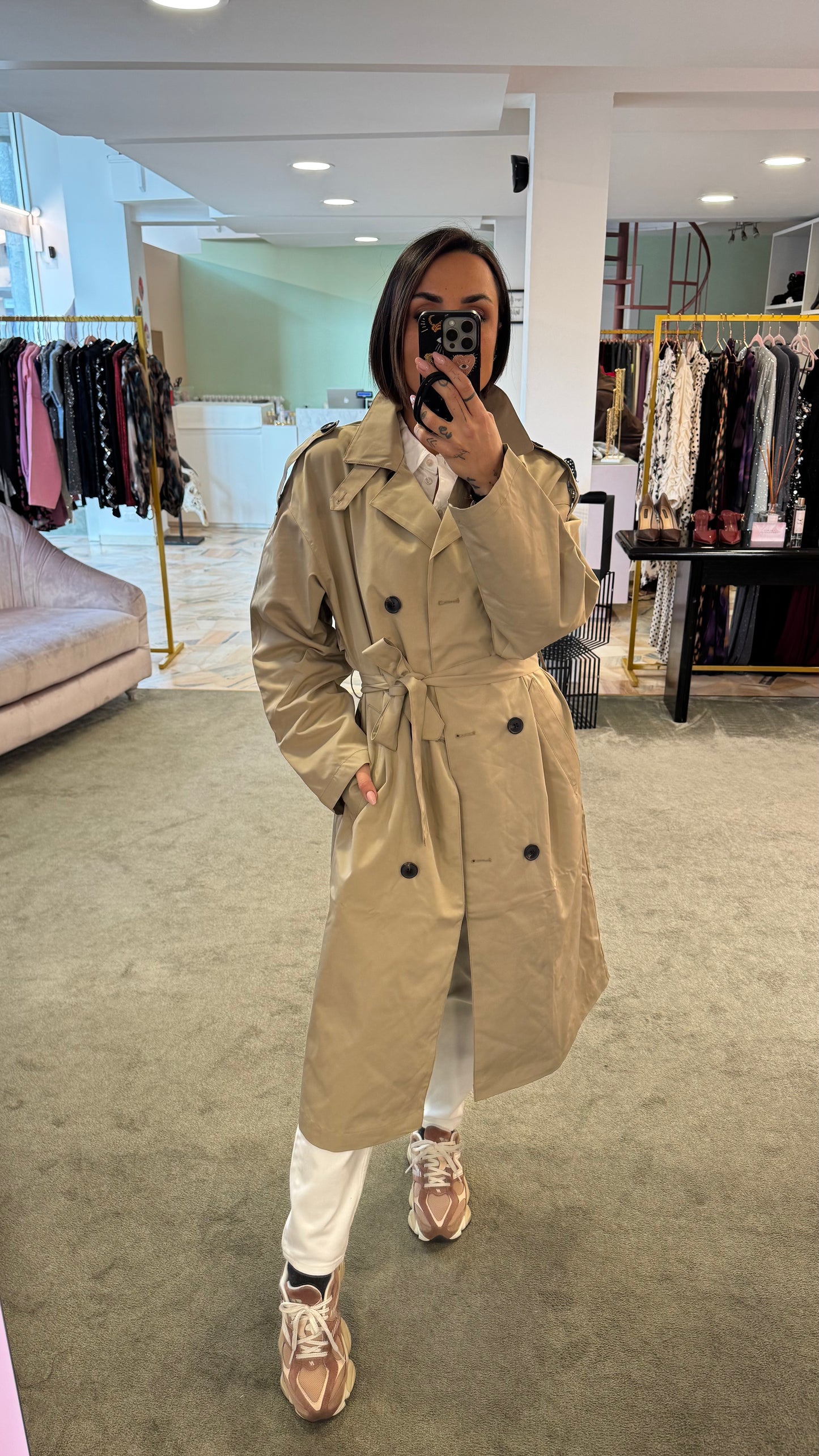 Trench beige sabbia lungo