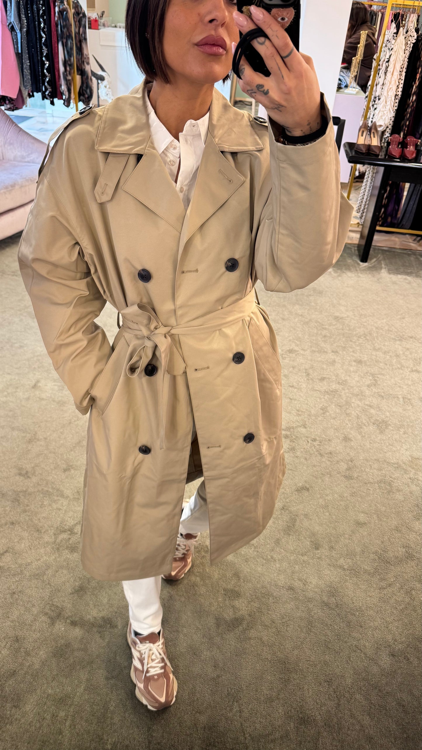 Trench beige sabbia lungo