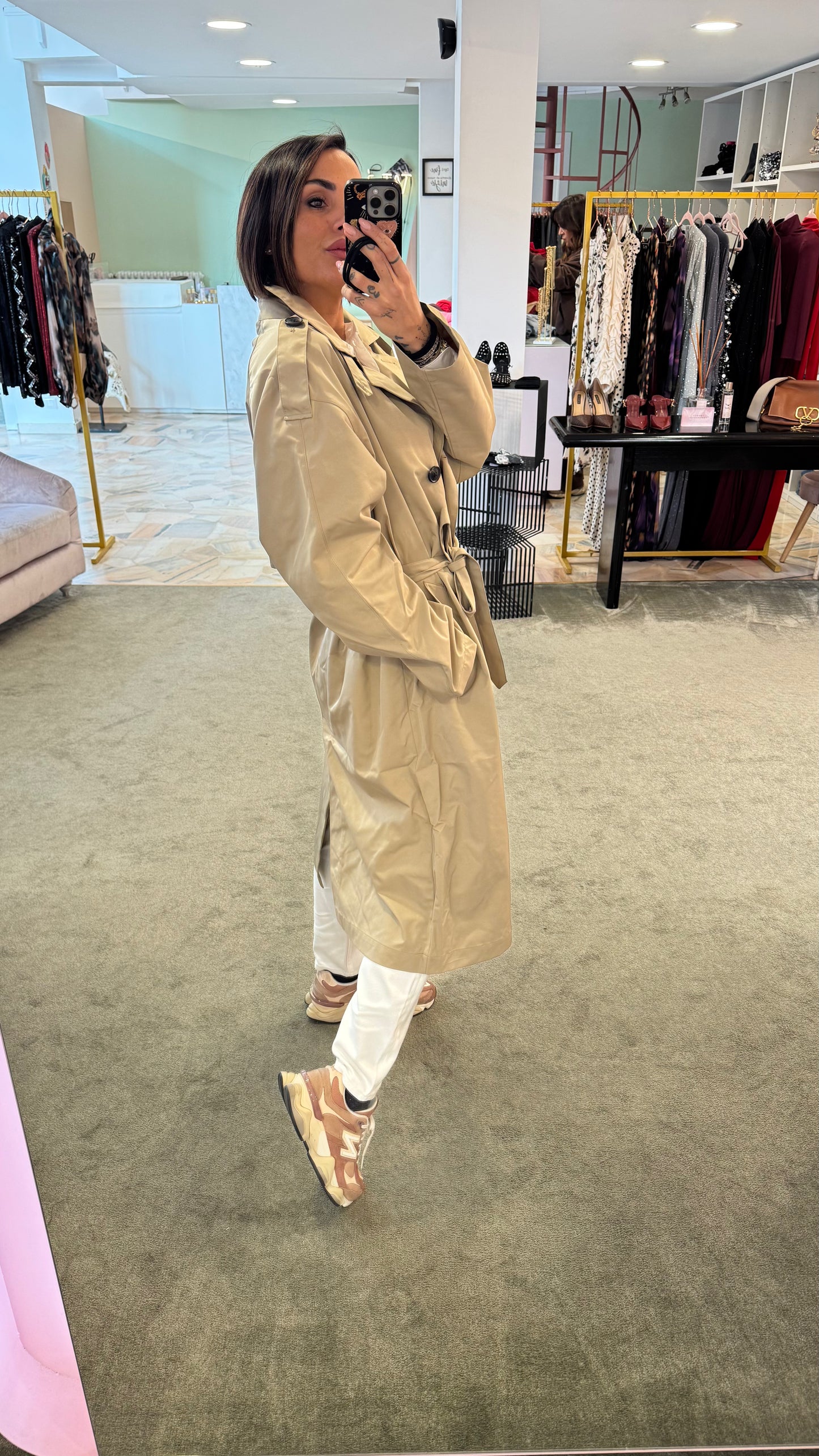 Trench beige sabbia lungo