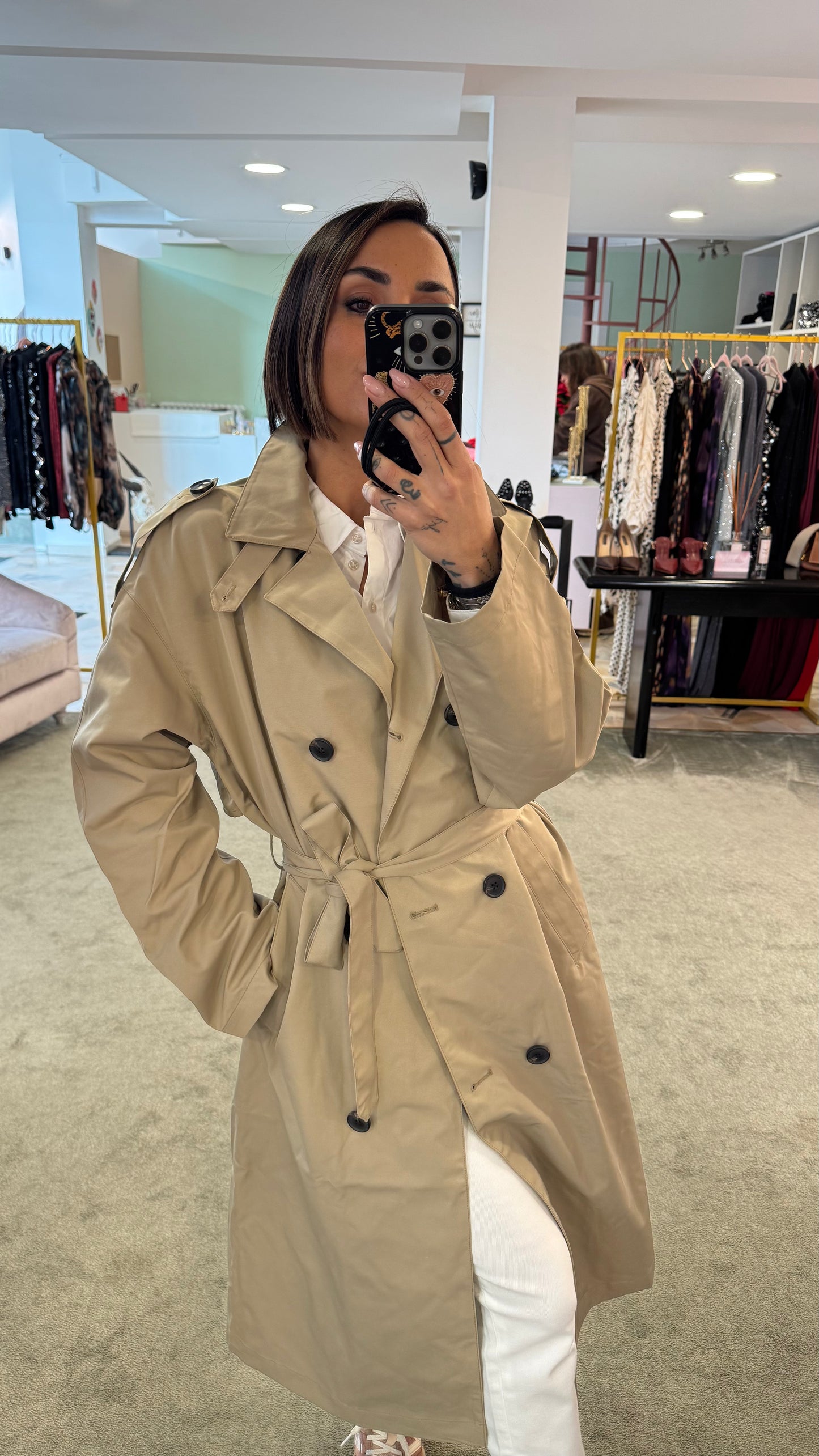 Trench beige sabbia lungo