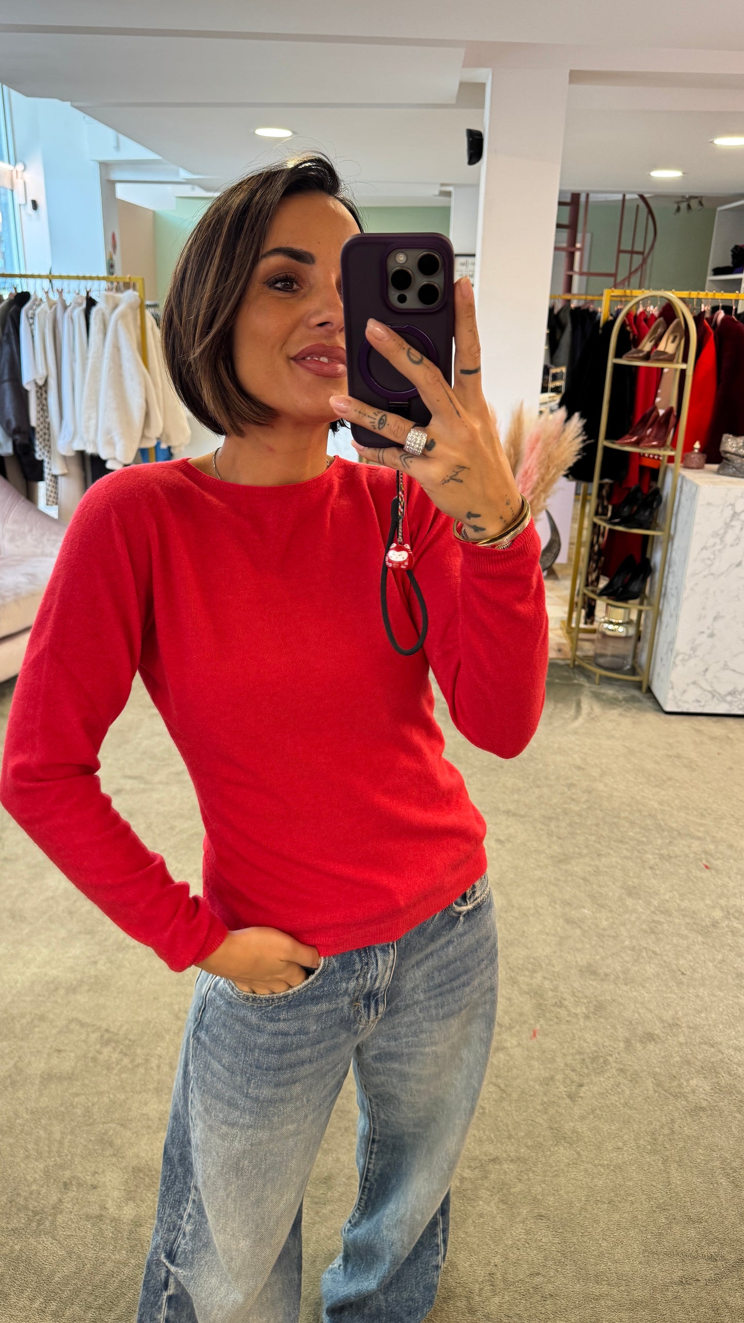 Maglione rosso slim