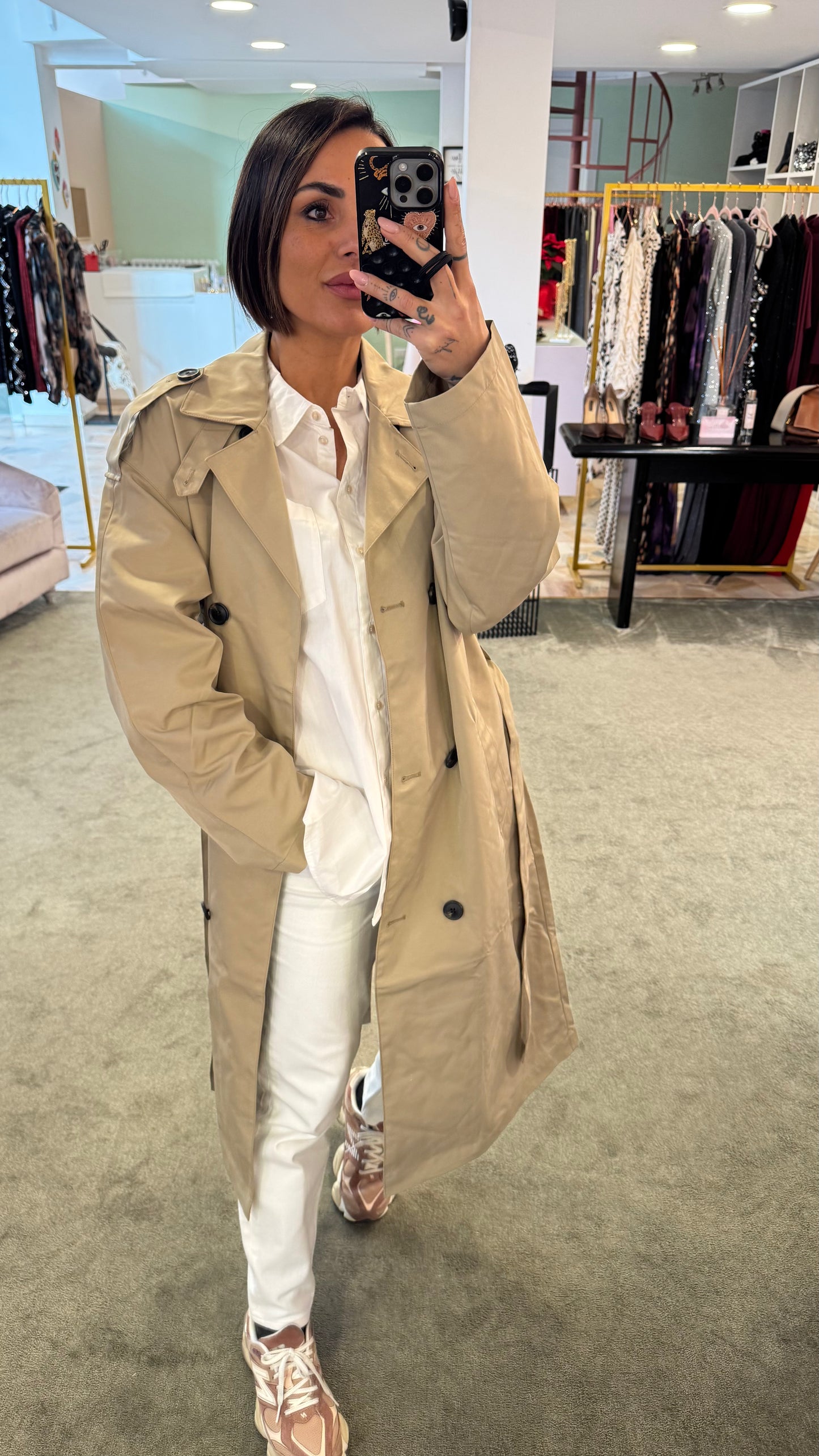 Trench beige sabbia lungo