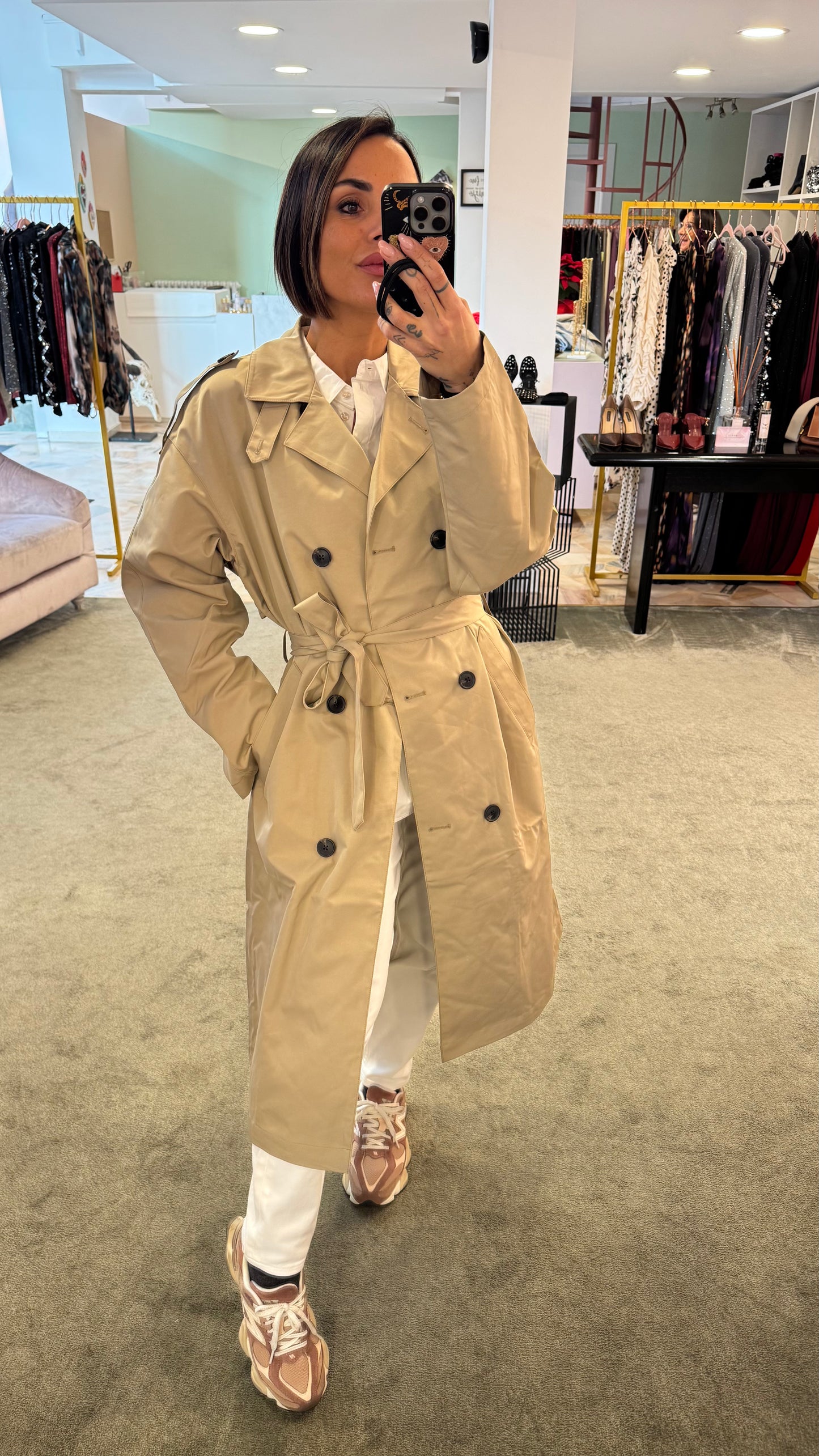 Trench beige sabbia lungo