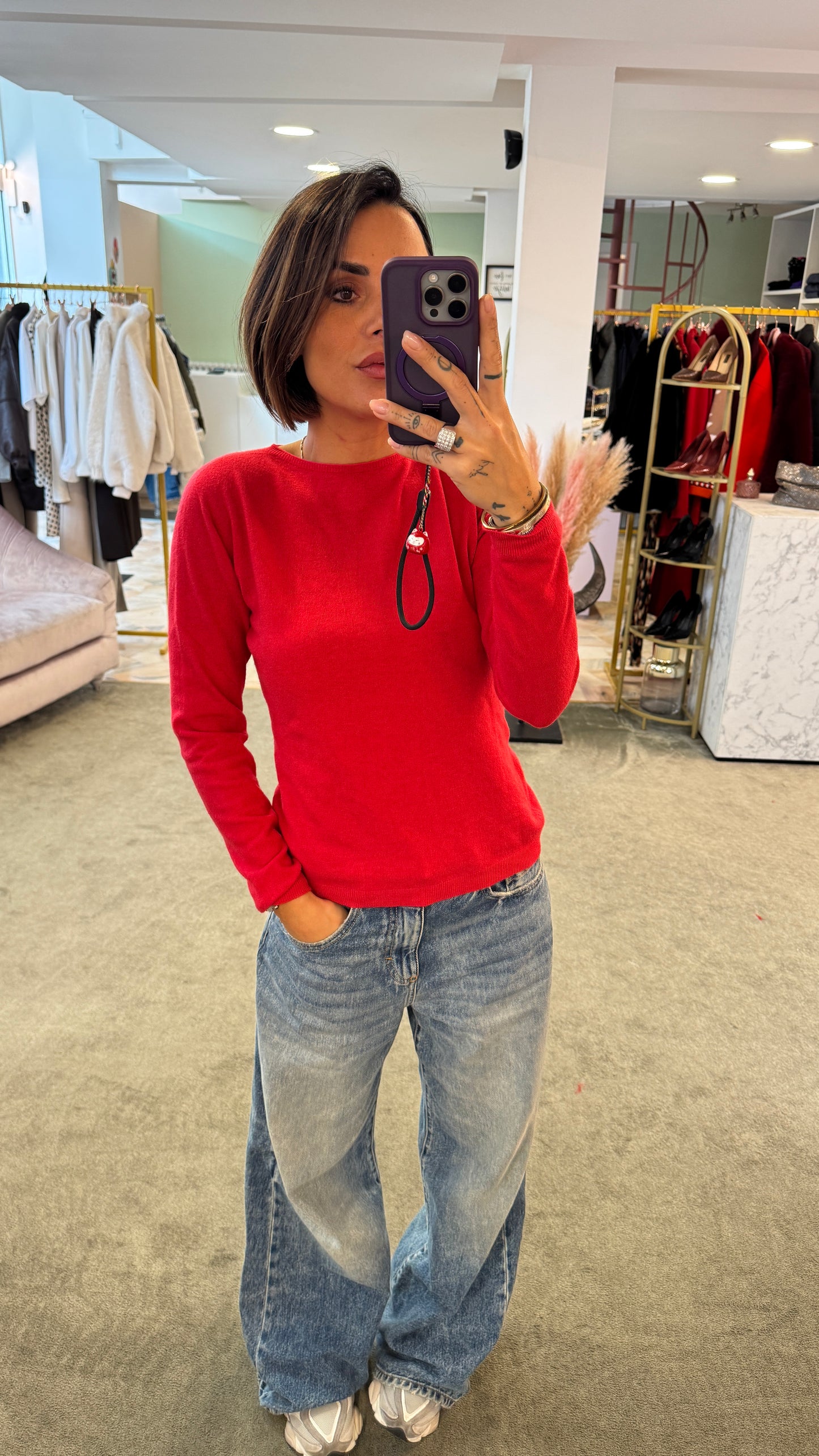 Maglione rosso slim