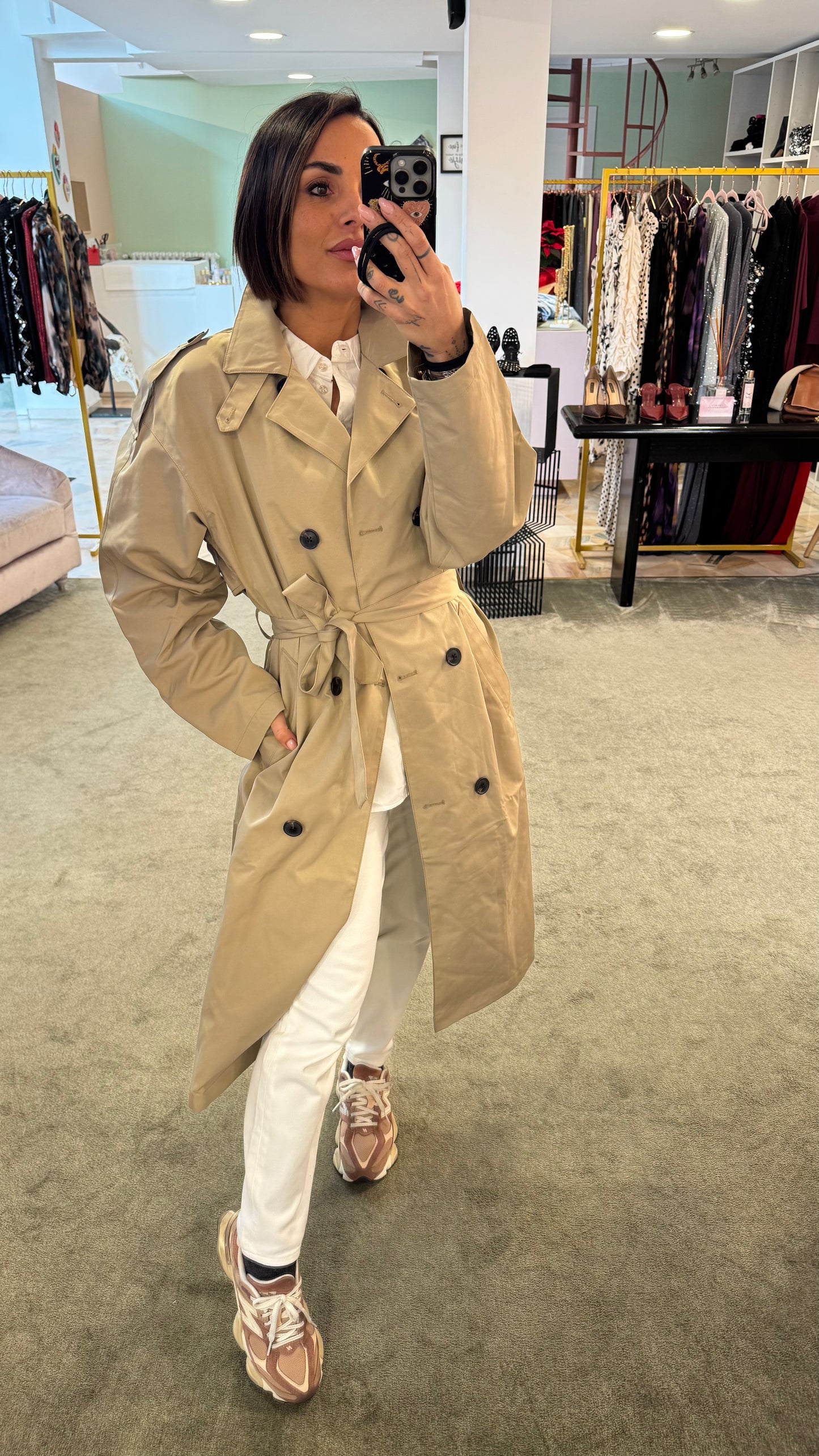 Trench beige sabbia lungo