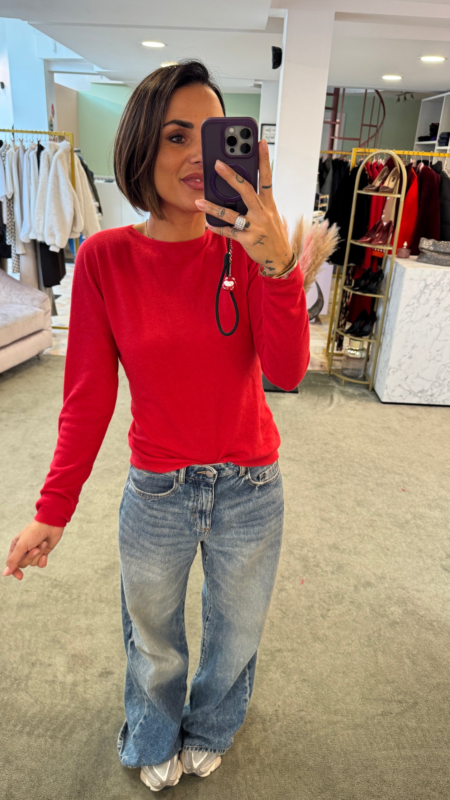 Maglione rosso slim