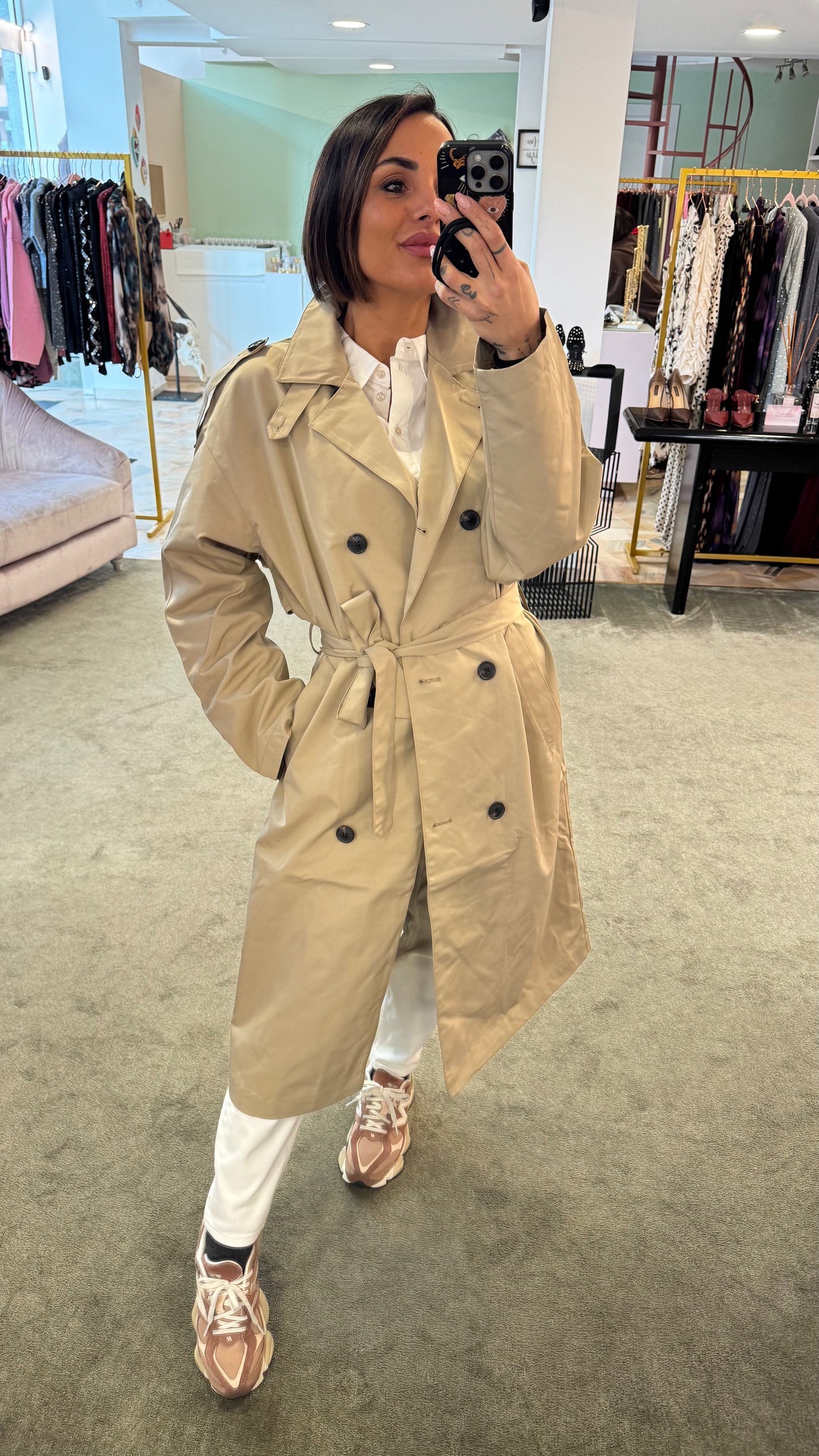 Trench beige sabbia lungo