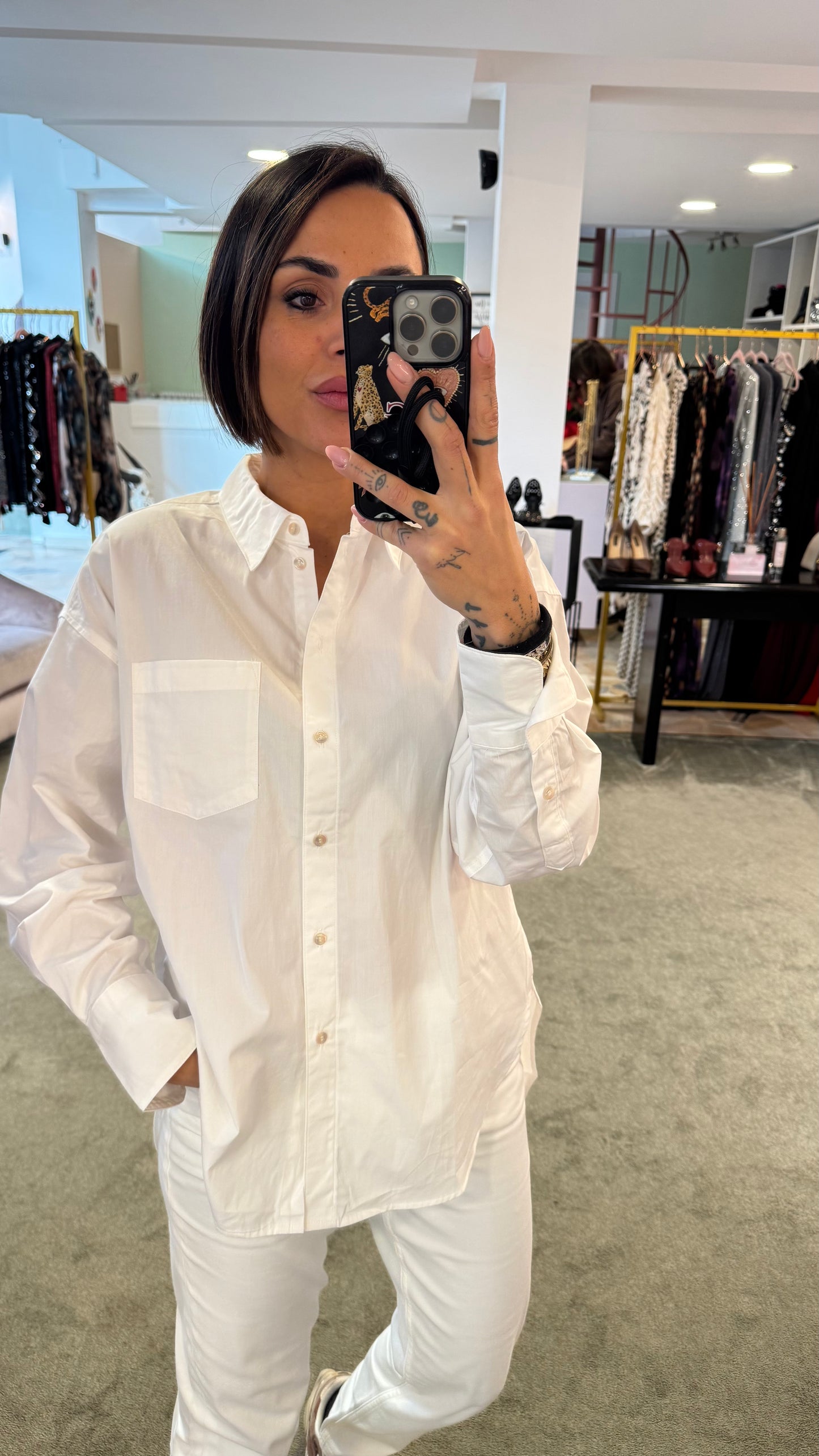 Camicia bianca over in cotone jx