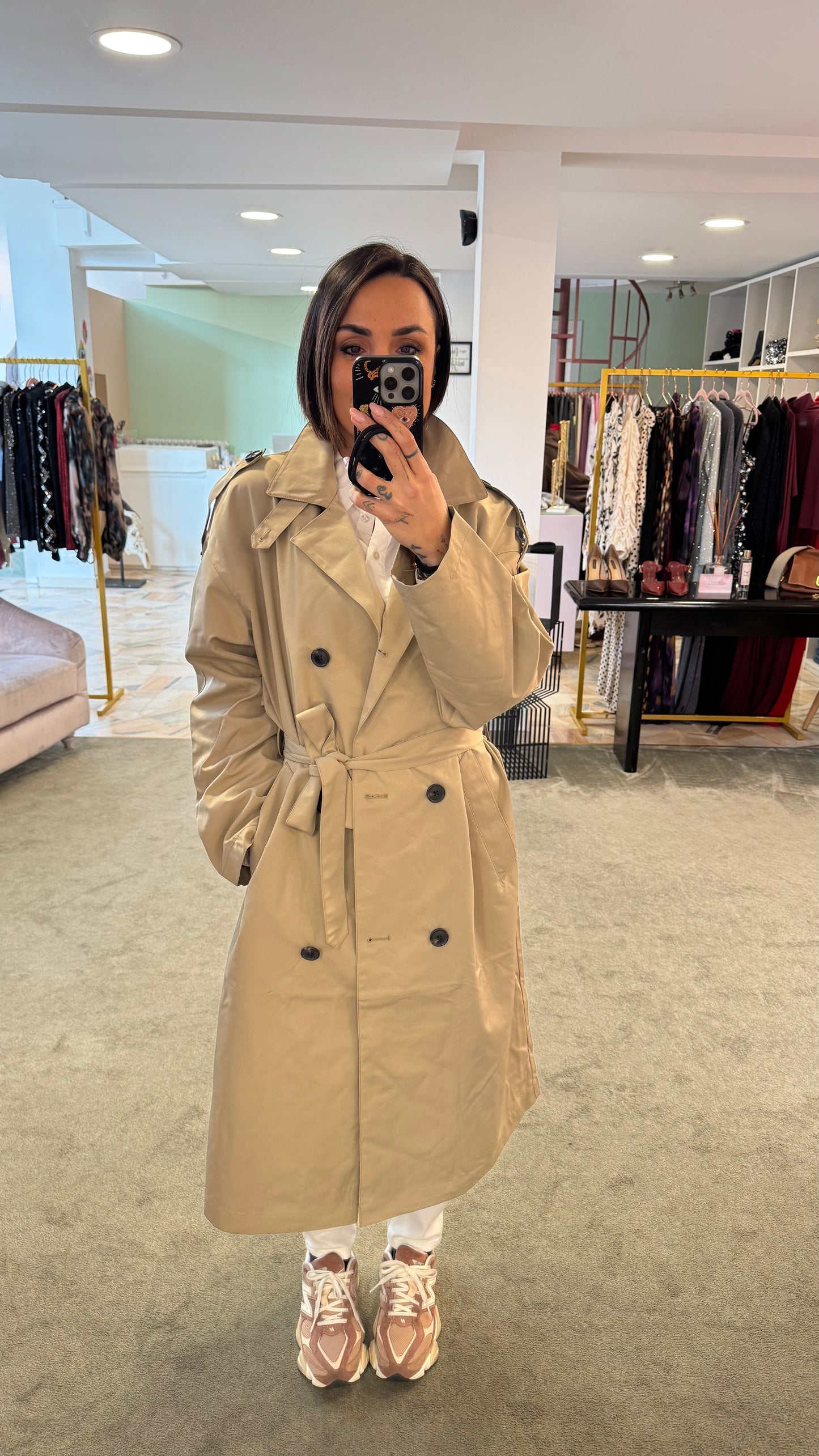 Trench beige sabbia lungo