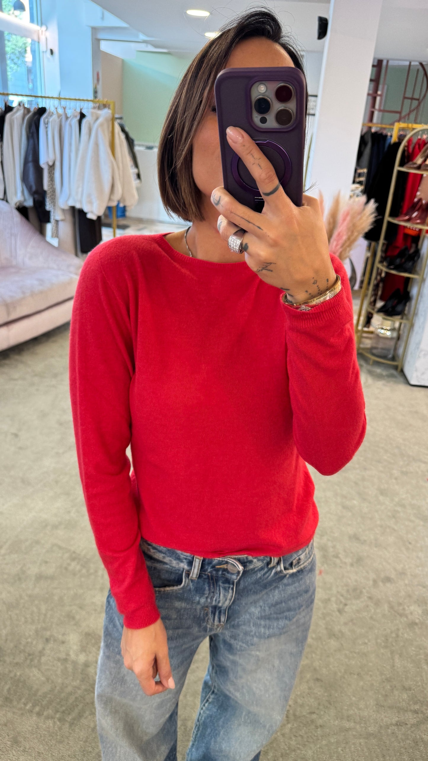 Maglione rosso slim