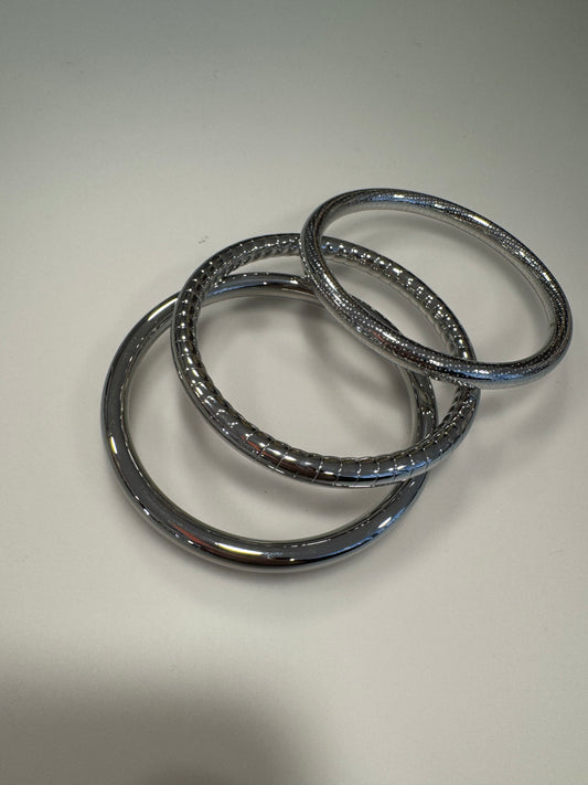 Tris bracciali bangles argento in metallo